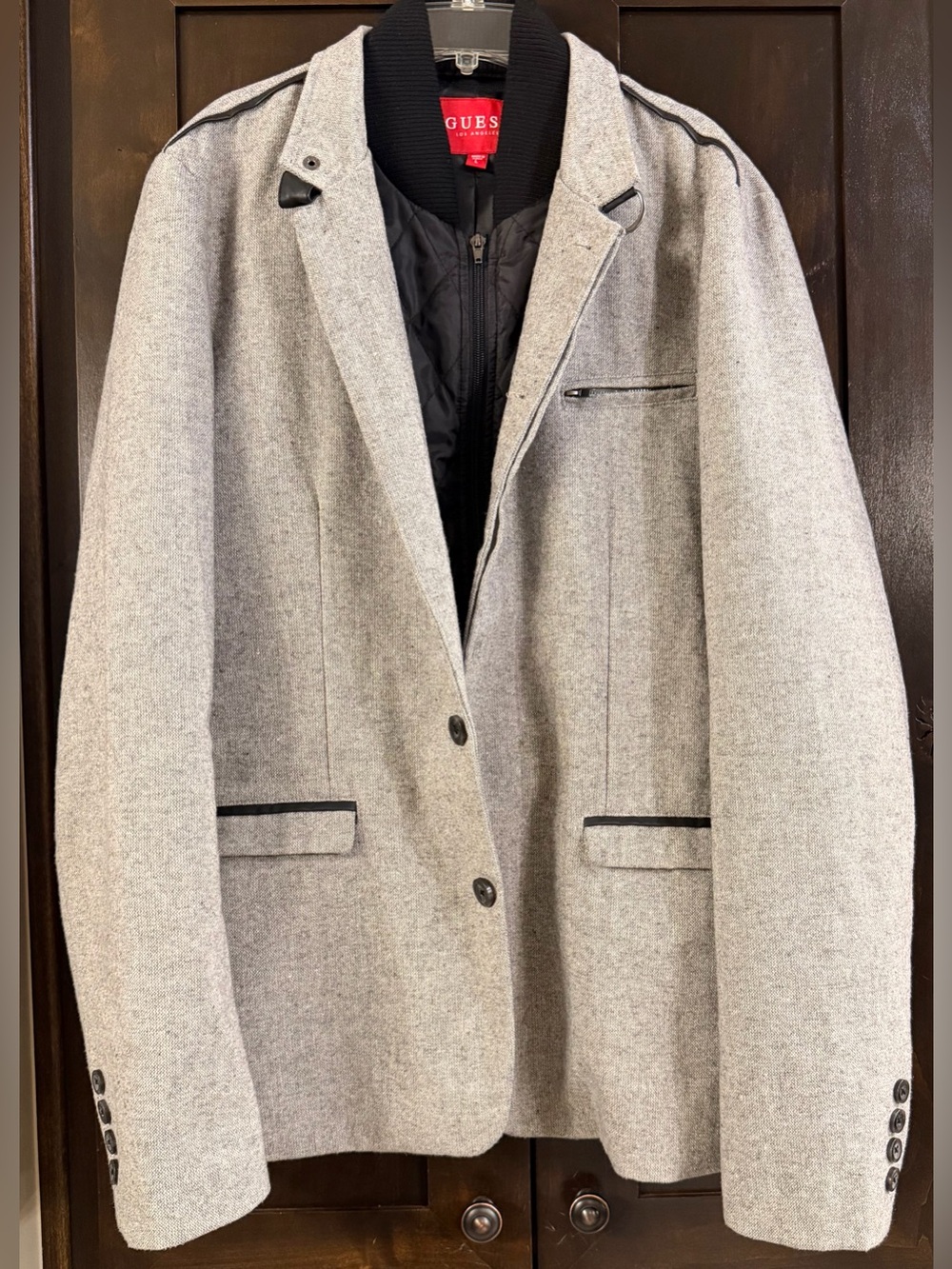 Guess Grey Blazer with Quilted Removable Liner Sz L